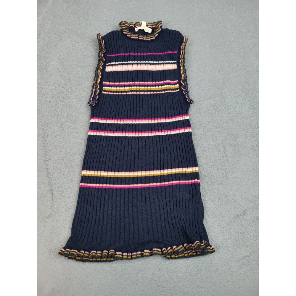 Rebecca Taylor Wool Sweater Dress‎ Girls XS Blue Striped Wool Sleeveless Stretch